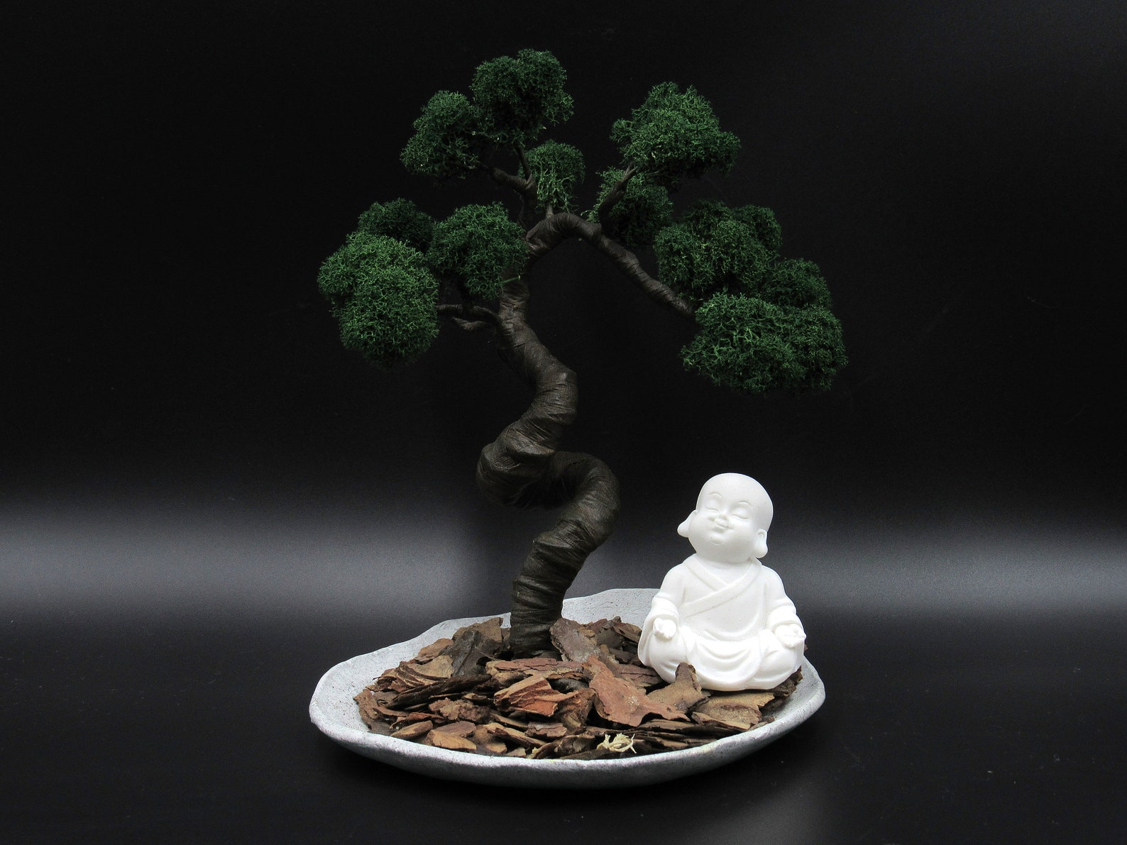 Zen Garten Buddhistische Mönch Statue Künstlicher Baum | Etsy