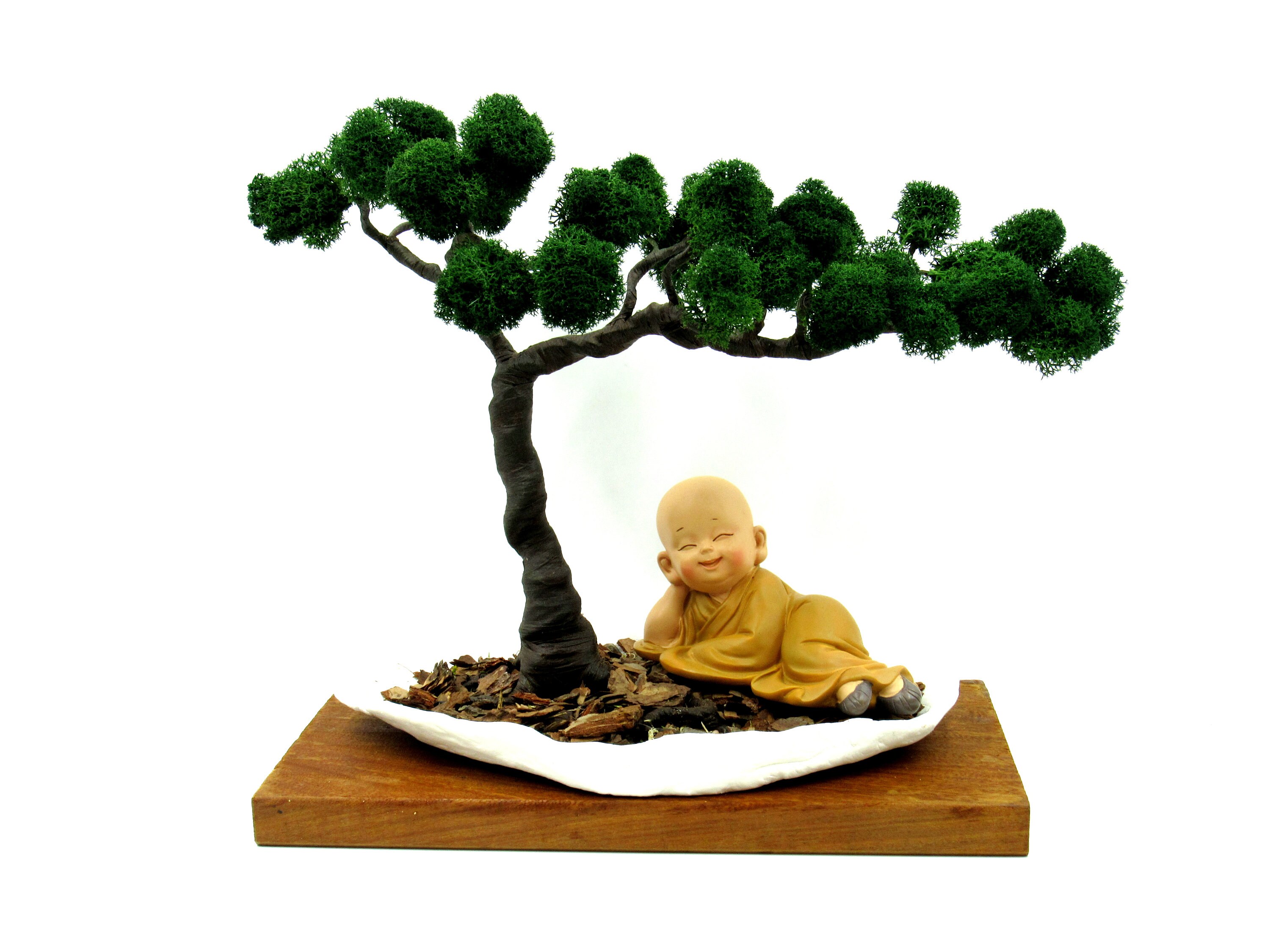 Zen Garden With Artificial Bonsai Pot And Buddhist Monk Etsy