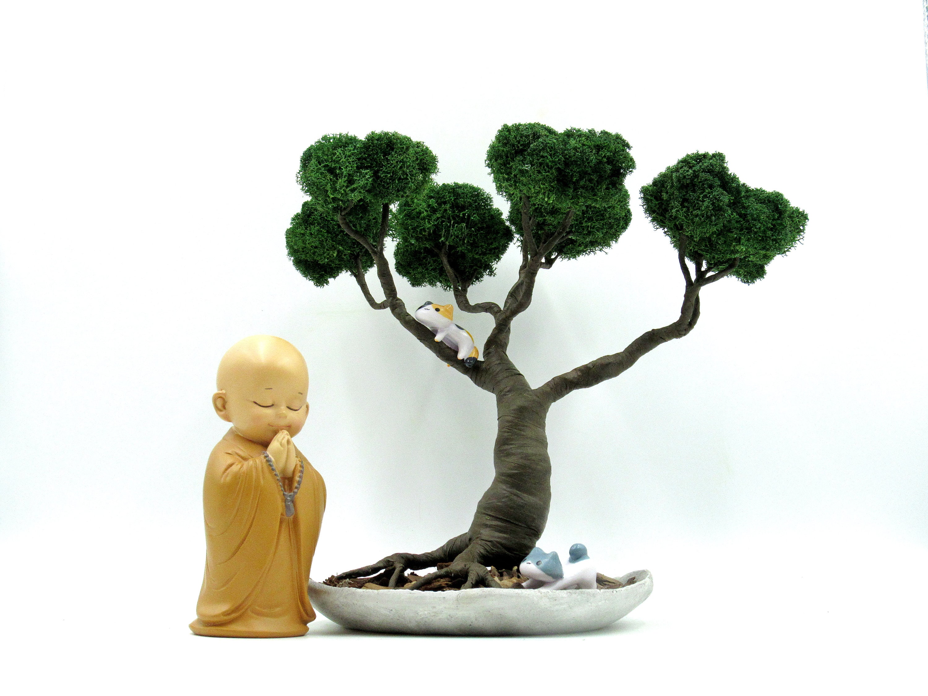 Jardín zen con bonsái artificial marihuana monje budista o | Etsy