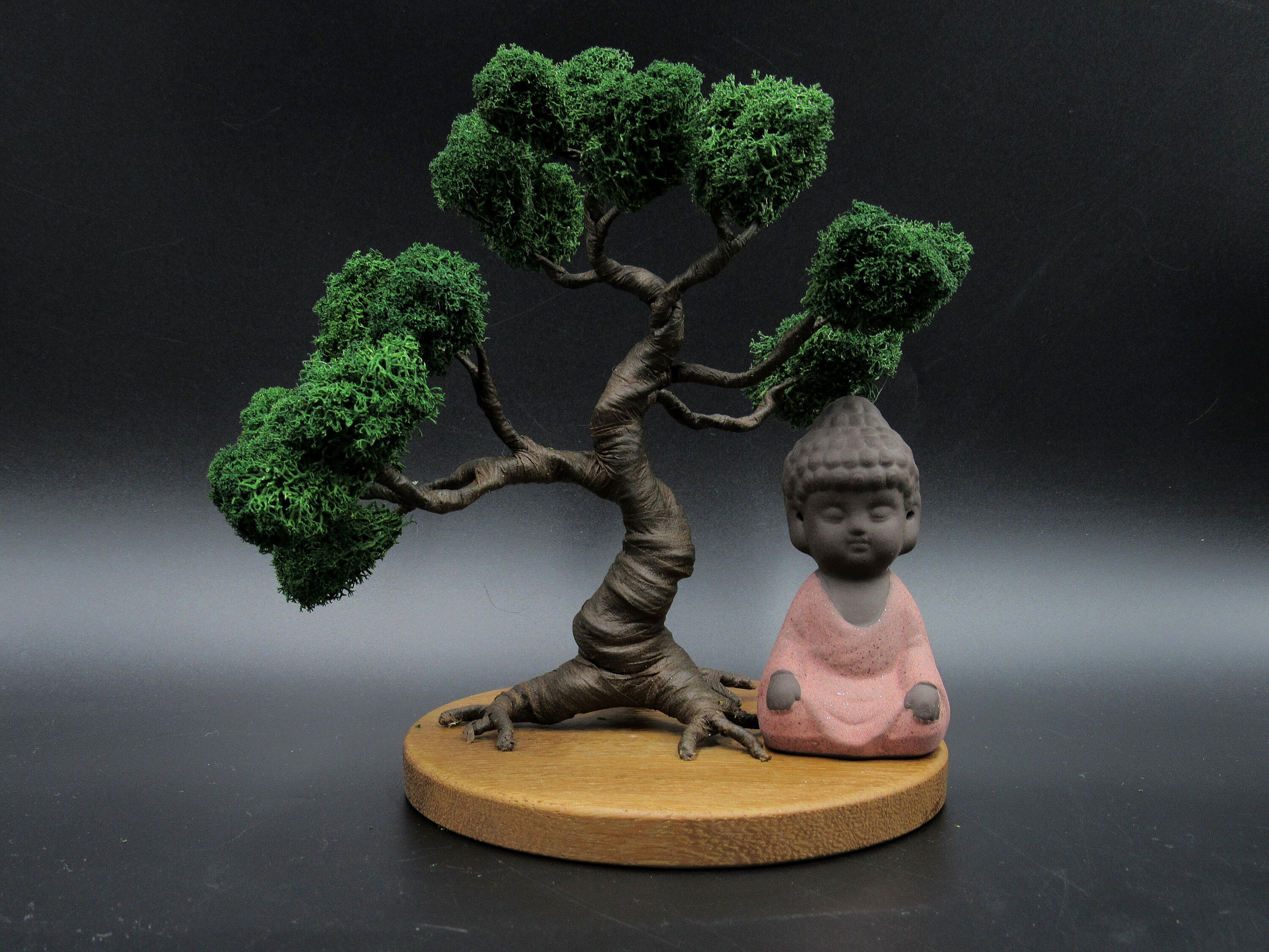 Mini zen garden Artificial bonsai with wooden stand Buddha | Etsy