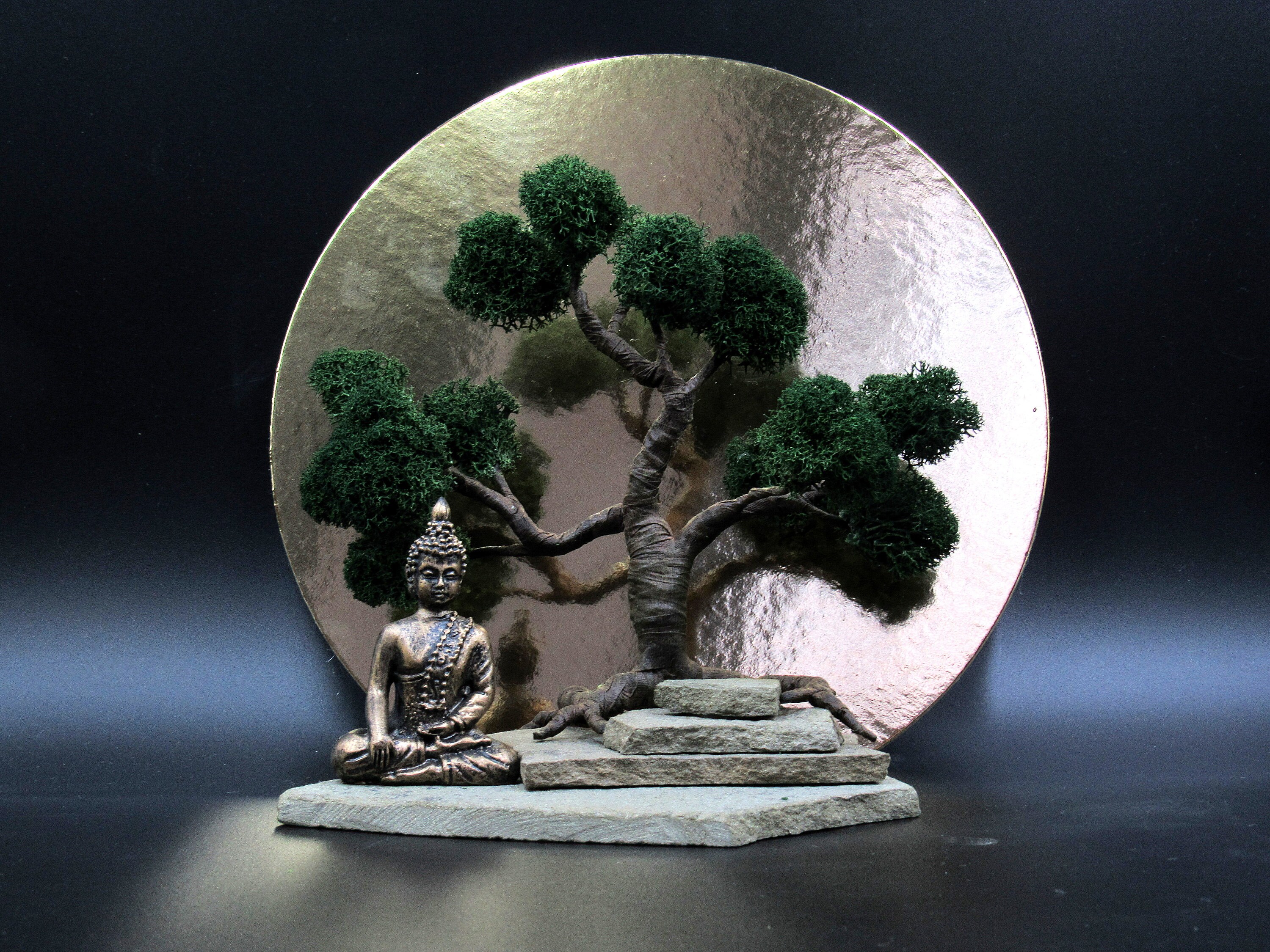 Desktop Mini Zen Garten Miniatur weiß Buddha Statue grün | Etsy