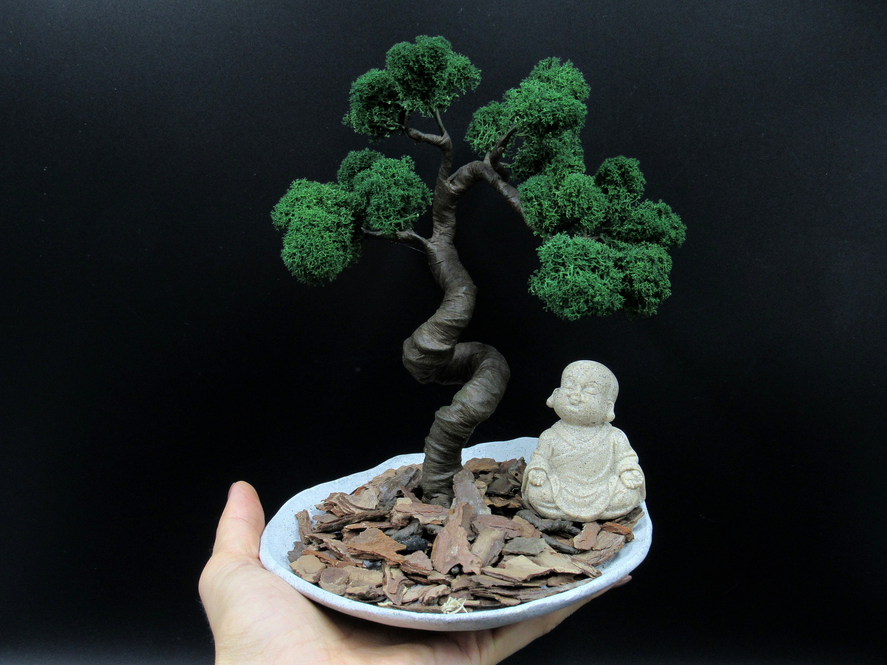 Zen Garten Buddhistische Mönch Statue Künstlicher Baum Etsy