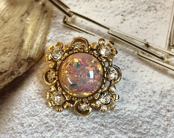 VINTAGE Brooch - Aurora Borealis Color Rosette