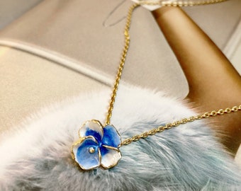 Vintage Halskette - Blaue Blume