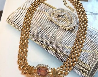 VINTAGE Necklace - Hexagon Crystal Light Lavender