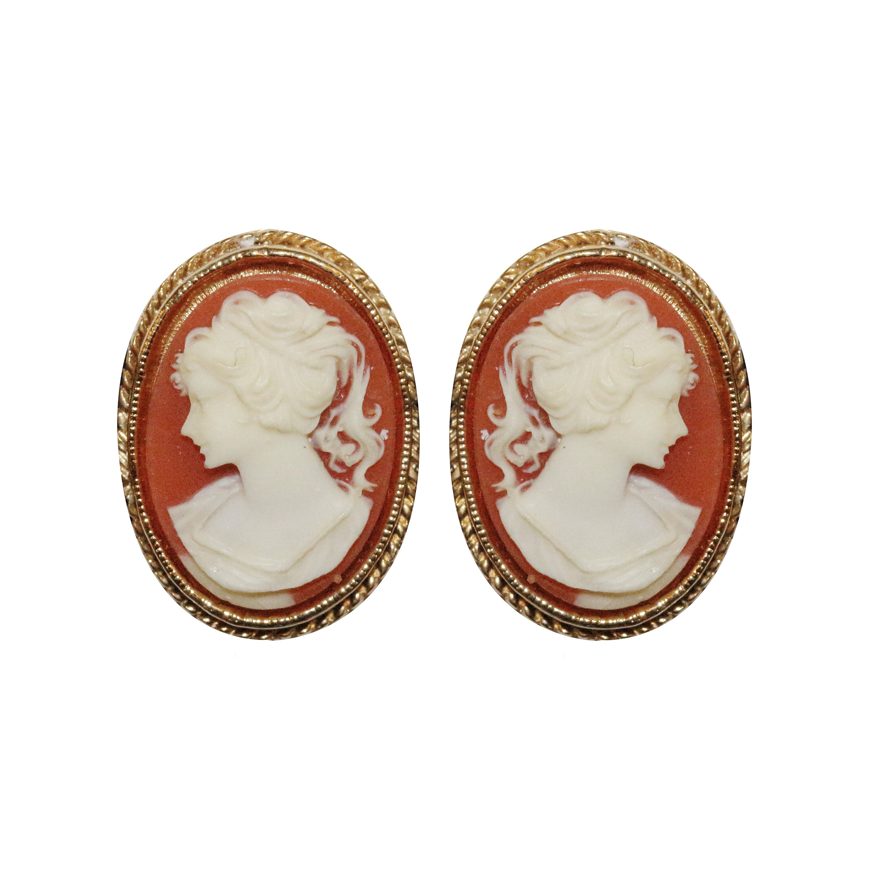 Boucles d'oreilles clip en vermeil avec camée - Bijoux Anciens Schaffner