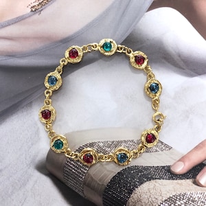 VINTAGE Bracelet - Round Blue Red and Green
