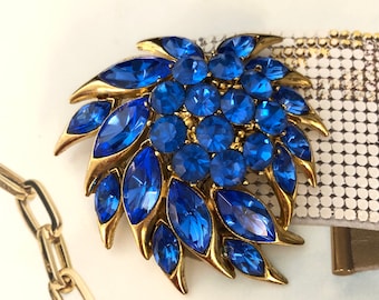 Broche VINTAGE SPHINX - Feuille Bleu