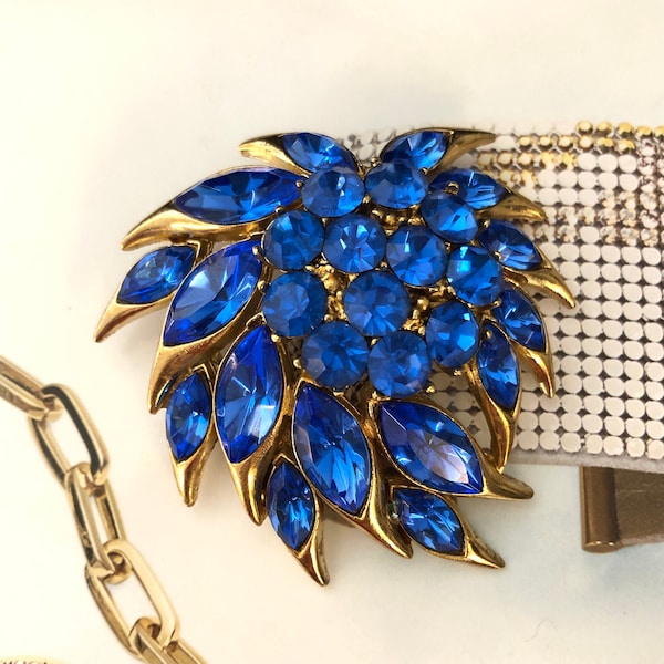 Broche VINTAGE SPHINX - Feuille Bleu