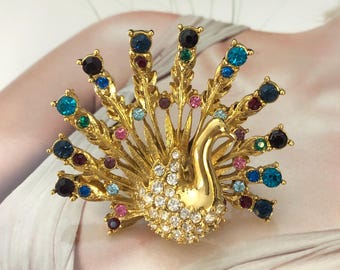 Broche Vintage Années 50-60 Avec Strass - Bijou Ancien Et élégant