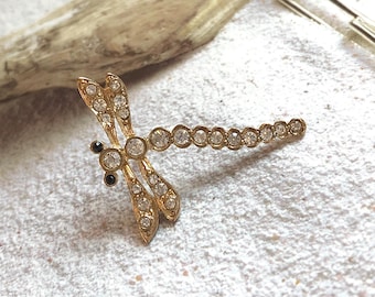 Vintage broche - Kristallen libelle