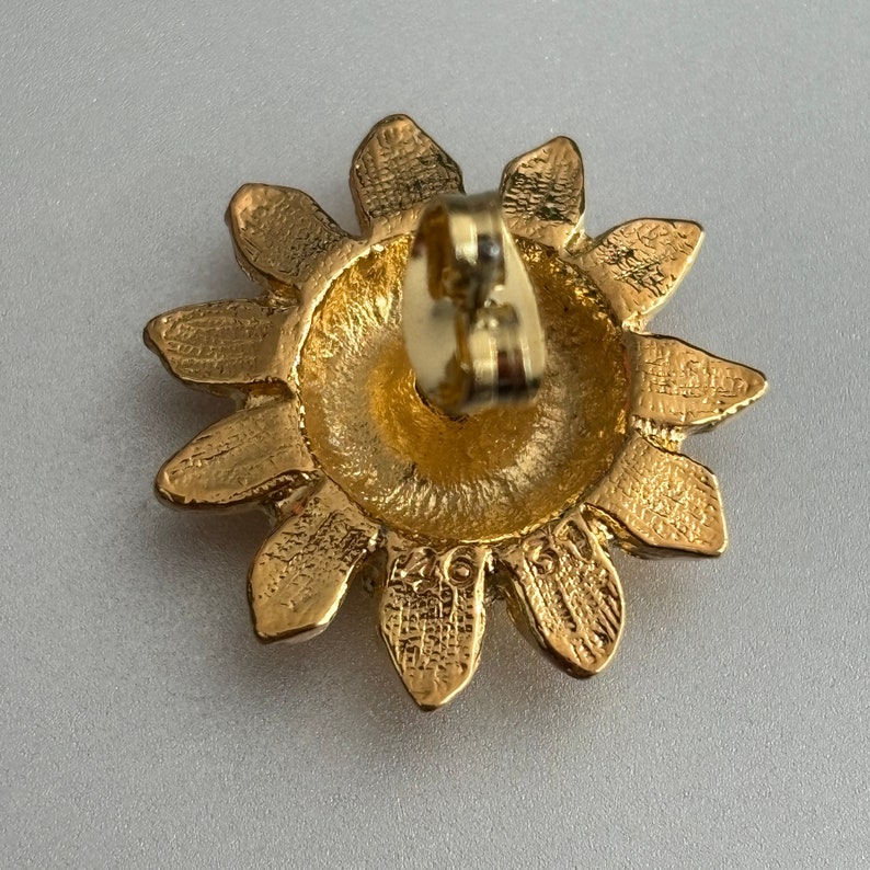 VINTAGE Pierced Earrings Sunflower image 2