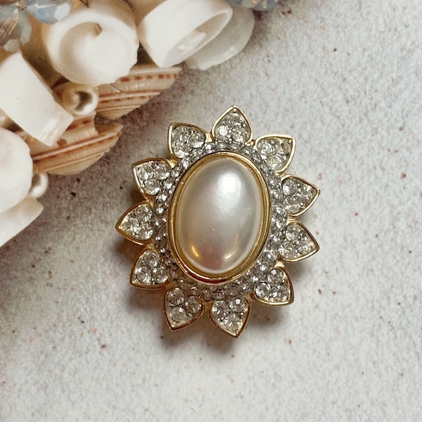Pendentif pour montage collier VINTAGE SPHINX - Fleur Cristal Perle