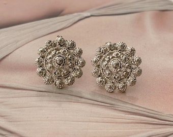 Boucles D'oreilles Clips Vintage - Couleur Doré Et Argenté - Très Bon état - Sans Marque