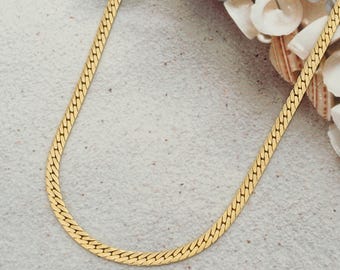 Collier Vintage Maille Serpent En Métal Argenté - Ras Du Cou - Occasion Très Bon état