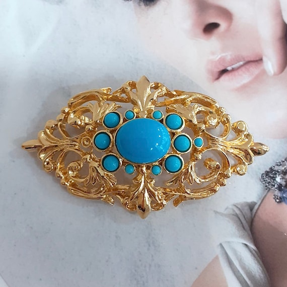 Brooch VINTAGE SPHINX Neo Classic Color Turquoise Etsy
