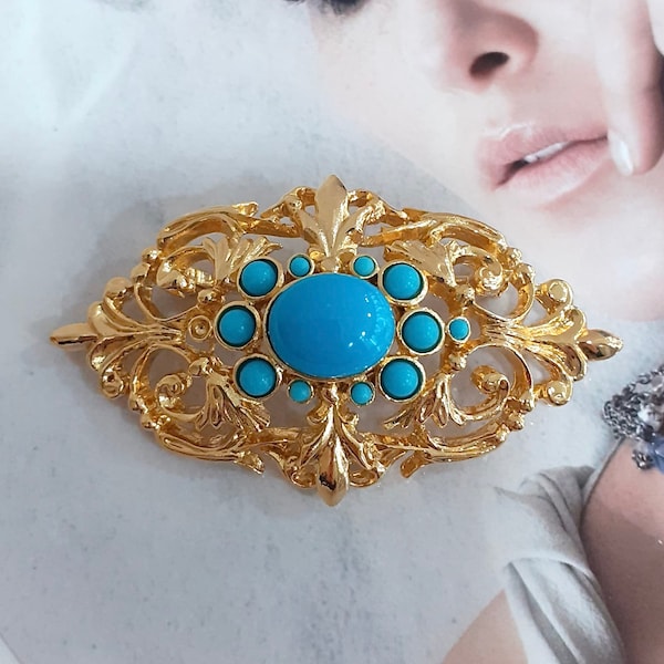 Broche VINTAGE SPHINX - Néo Classique Couleur Turquoise