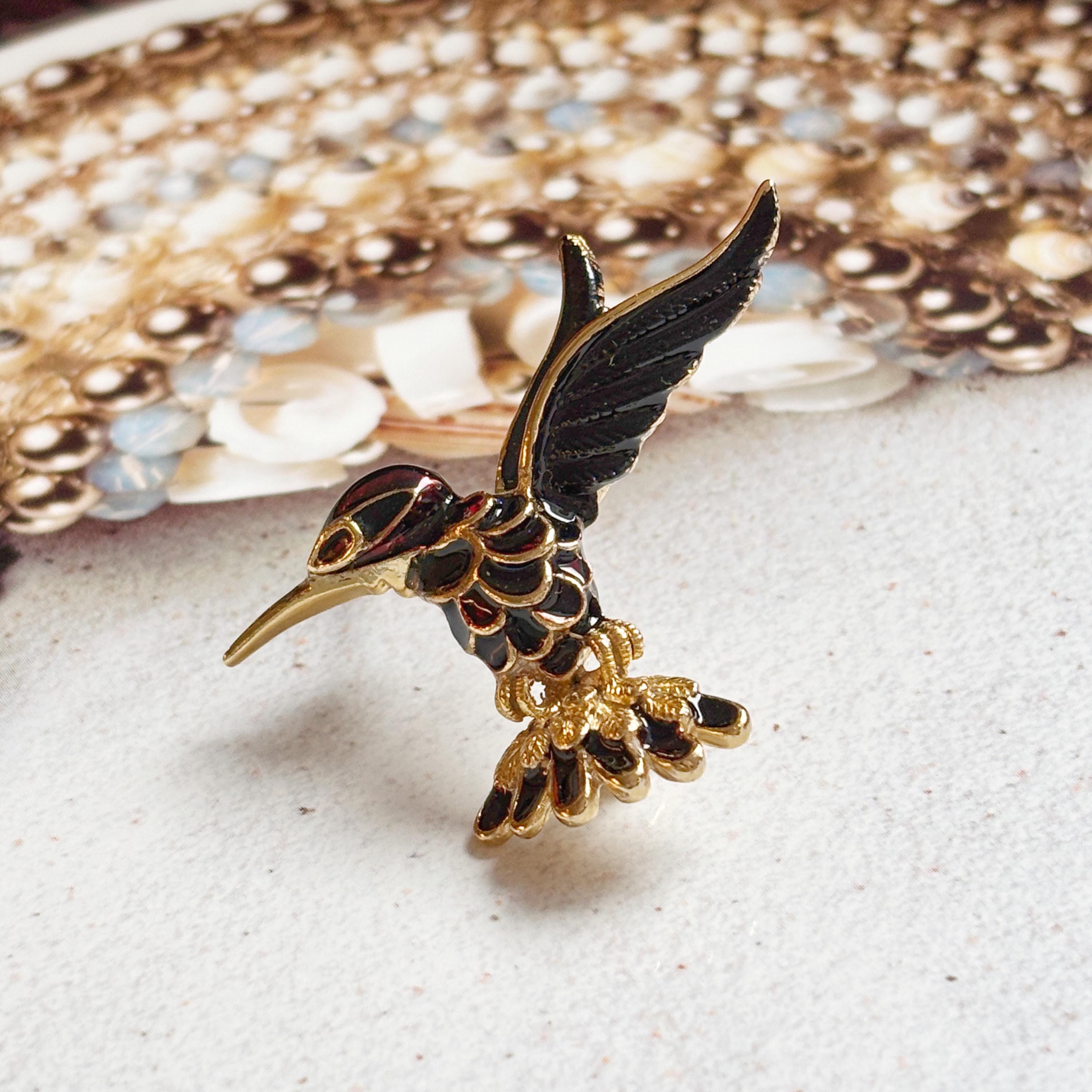 ヴィンテージ ブローチ - ブラウン ブラック ハミングバード - Etsy 日本