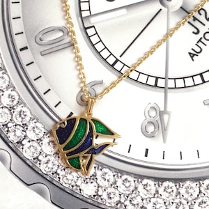 VINTAGE Necklace - Blue Green Fish