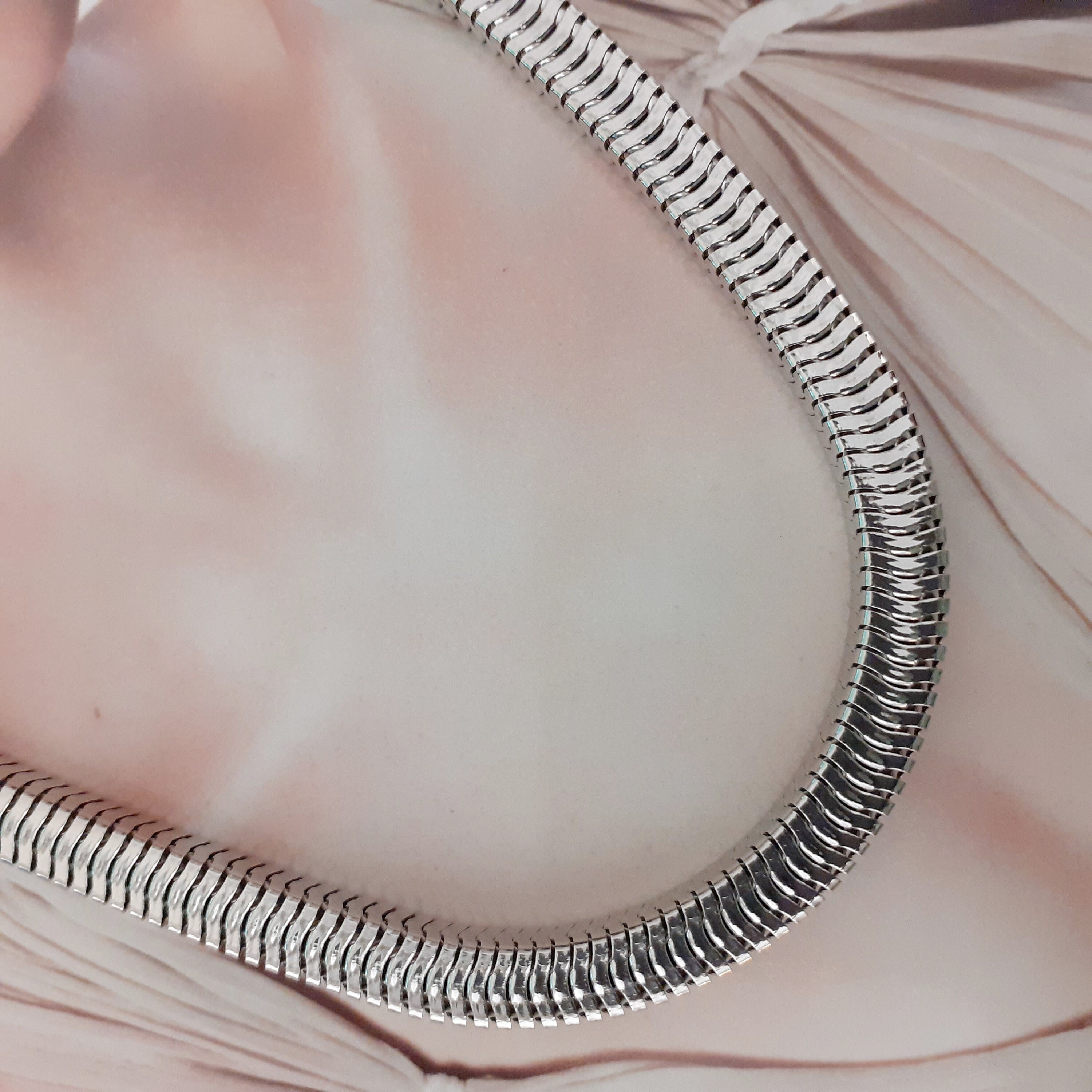 Bijou Vintage pendentif chaine rétro maille serpent ronde