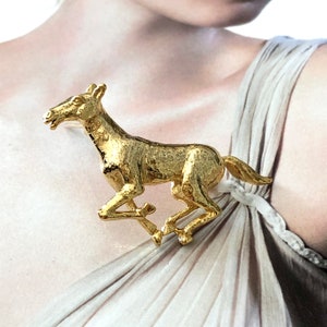 Broche Ancienne Cheval En Laiton - Bijou Vintage - Occasion - Modèle #F5