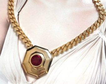 Collier VINTAGE SPHINX - Octoganal Rouge