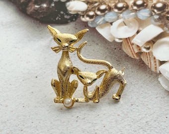 VINTAGE SPHINX Brooch – Cat Duo