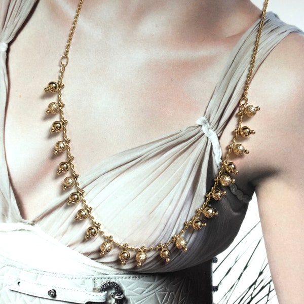 3 micron Gold Plated Necklace - smooth and satin balls