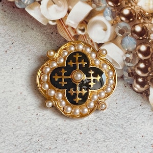VINTAGE BW Butler & Wilson Necklace Mounting Pendant - Black Pearl Flower
