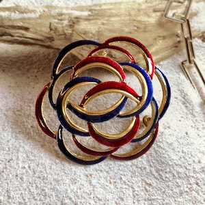 VINTAGE Brooch - Purple, Grey or Blue Red Rose Flower