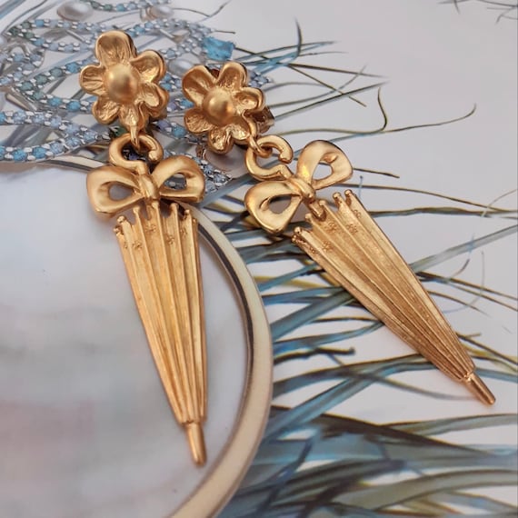 Boucles d'Oreilles Clips VINTAGE - Parapluie - image 1