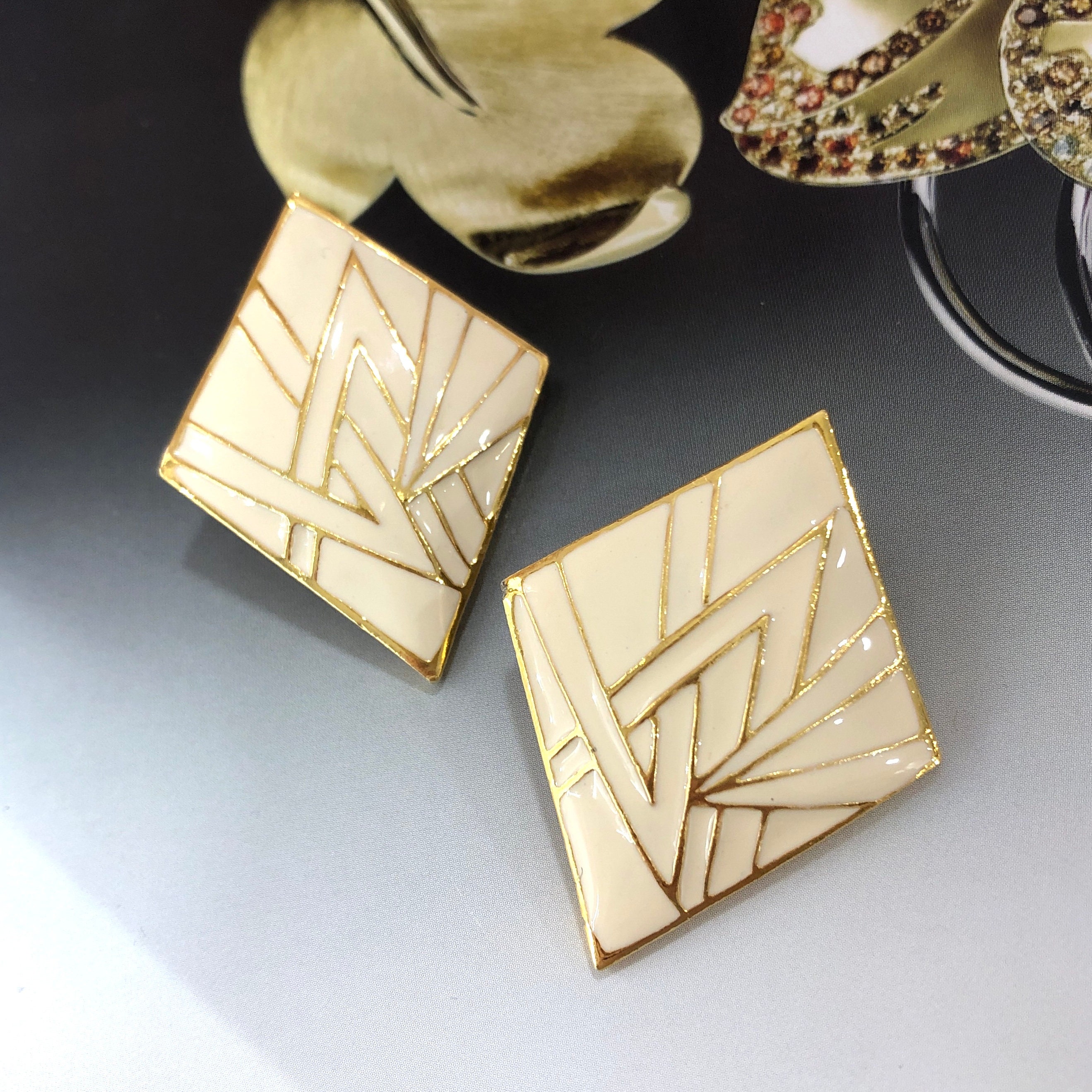 Clips D'oreilles Vintage Fantaisie Années 70/80 - Occasion, Style Créateur, Fermoir Clip