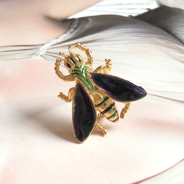 Broche VINTAGE – Abeille Vert Violet