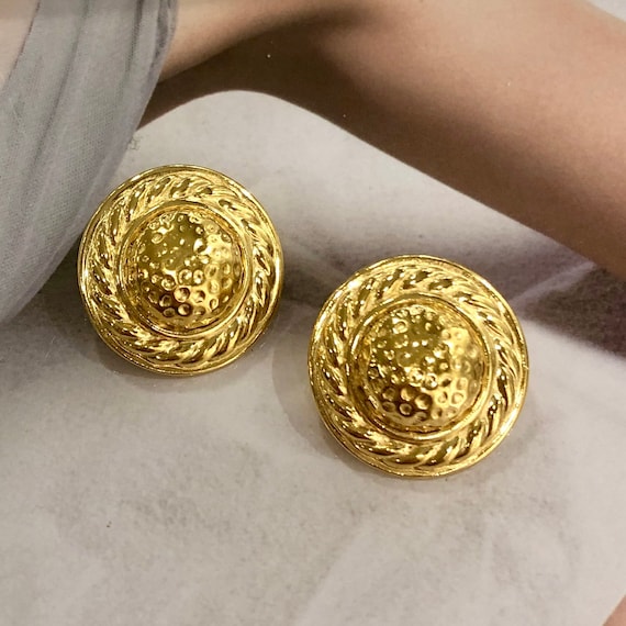 Bronze Circle Design Earrings Textured Hammered Bronze Circle Design Earrings Textured Hammered