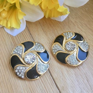 VINTAGE Ohrclips - Schwarze Blume