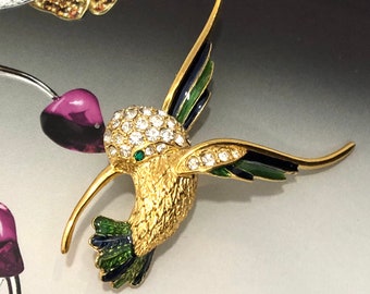 VINTAGE SPHINX Brooch - Blue Green Hummingbird