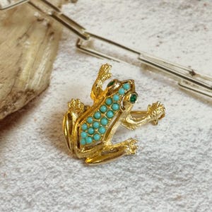 Broche VINTAGE - Grenouille Couleur Turquoise