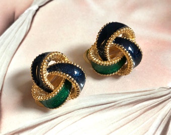 VINTAGE Clip-on Earrings – Blue Green Twist