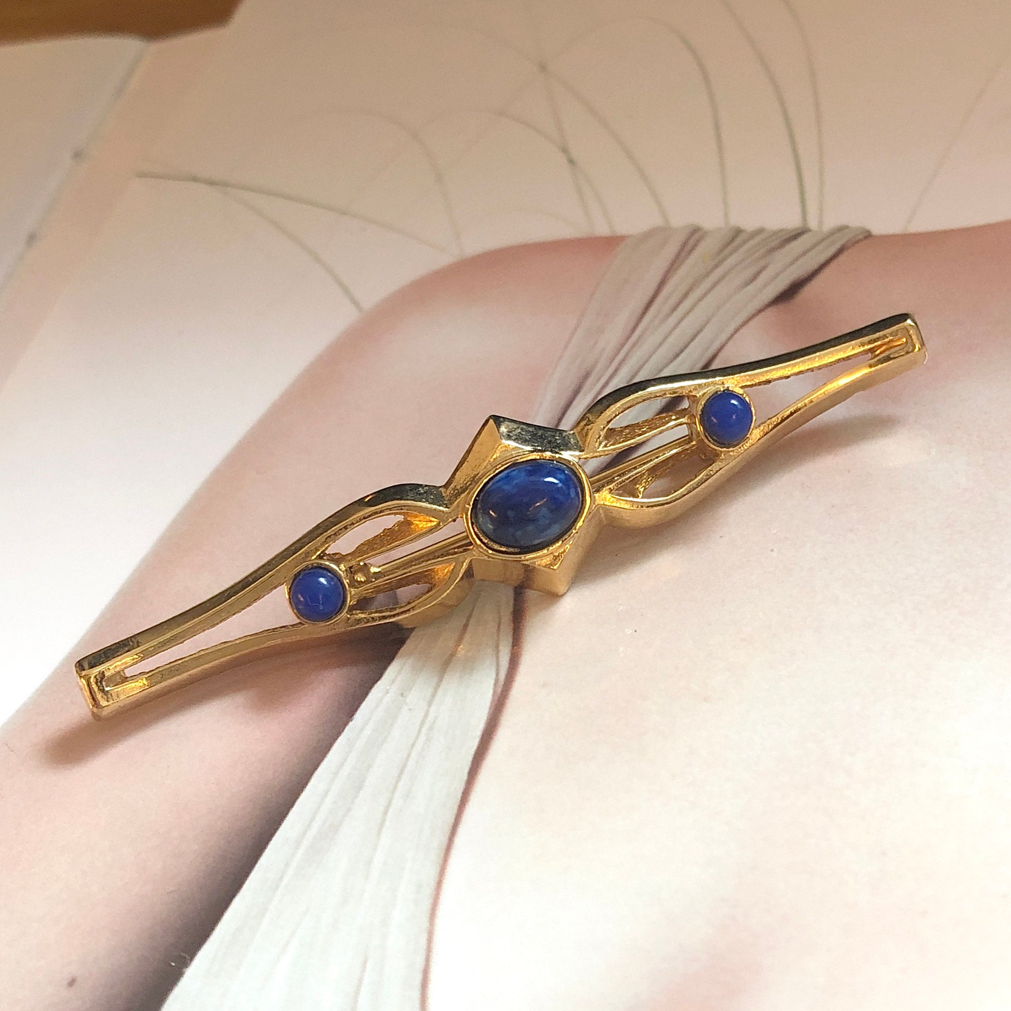 Bague Art déco saphir (environ 3 carats), saphirs calibrés
