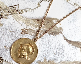 VINTAGE Necklace - Front Medal Athena Head - Back Alexander the Great