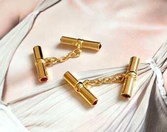 VINTAGE Cufflinks - Red Baguette