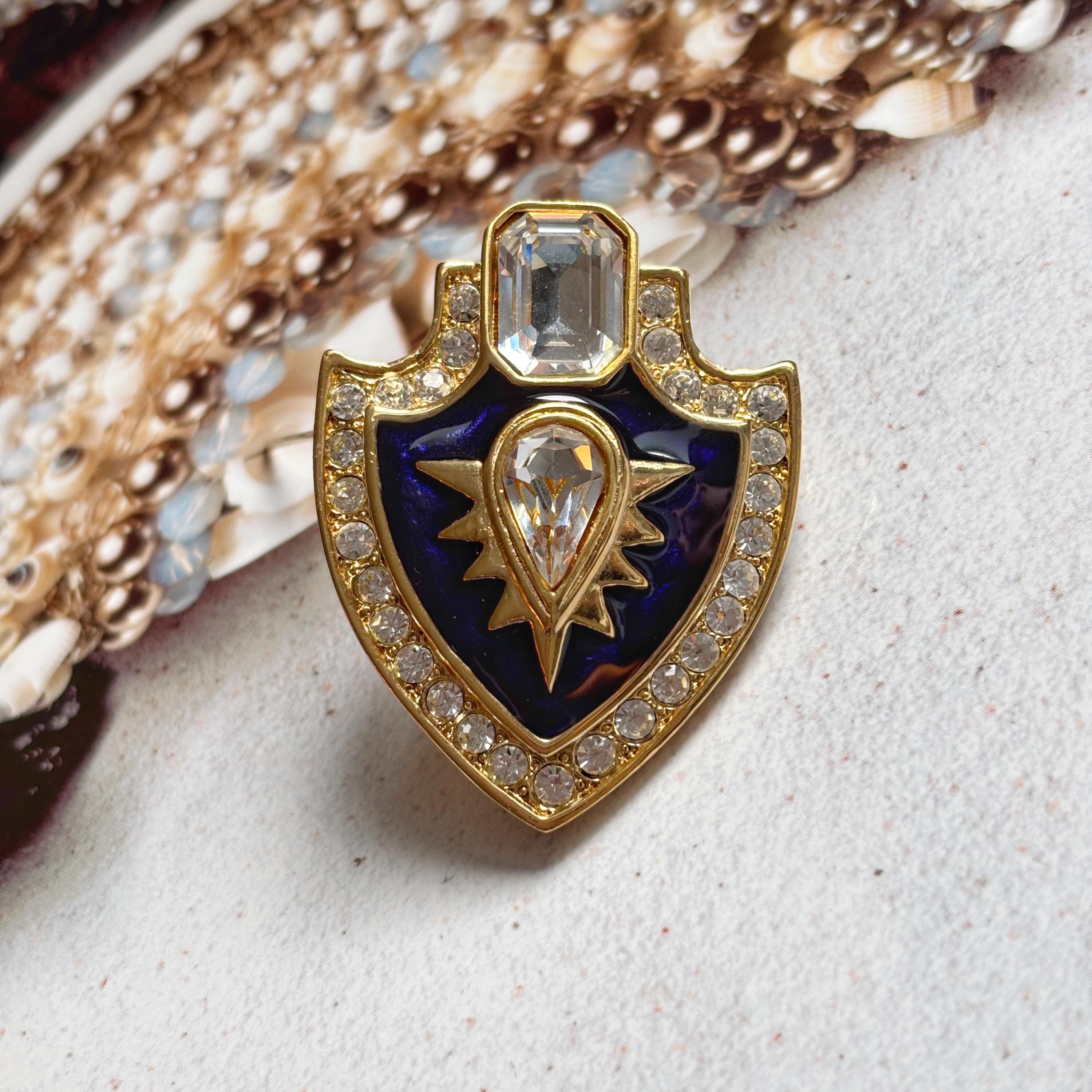 Broche Vintage Art Déco Métal Argenté - Blason Ou Insigne - France - Occasion