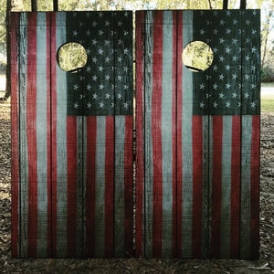 American flag cornhole wrap
