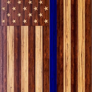 Pair of Blue/Red Line Flag Cornhole Board Wraps