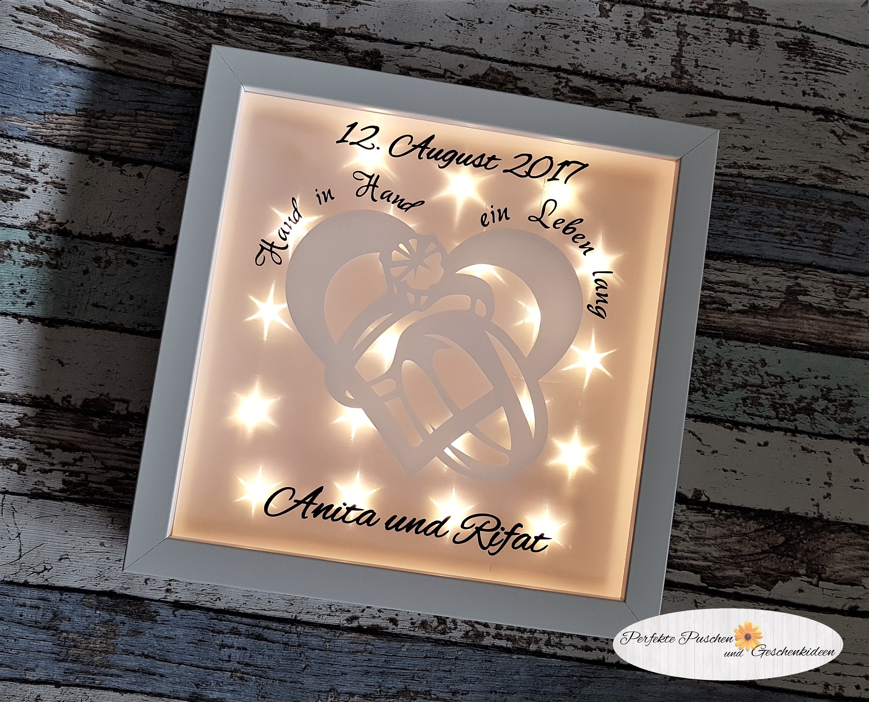 Leuchtrahmen Hochzeit mit Zugschalter Bilderrahmen beleuchtet Etsy