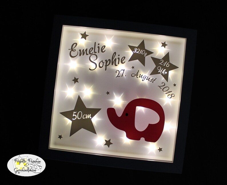 Beleuchteter Bilderrahmen / Leuchtrahmen beleuchtet Geburt