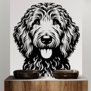 Goldendoodle Dog wall decal Dog decor Dog kids Dog wall art Decal Dog Lover Animals Dog Wall Bathroom Wall Decals Stickers Vinyl 030DE