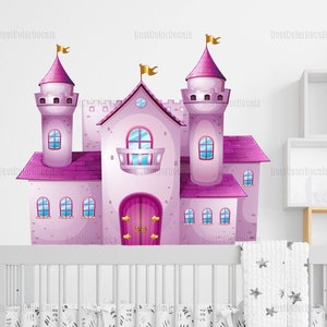 Princess Castle decal for wall Nursery princess decor Pink Castle for bedroom Princess castle decor Nursery castle wall decor