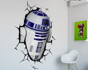 R2-D2 3d Full Color Decal, Star Wars 3d Full color sticker, wall art cn 053