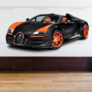 Naklejka ścienna Bugatti Naklejka ścienna z samochodem sportowym Naklejki ścienne do pokoju dziecięcego dla chłopców Naklejka ścienna z samochodem sportowym Naklejki winylowe do pokoju chłopców